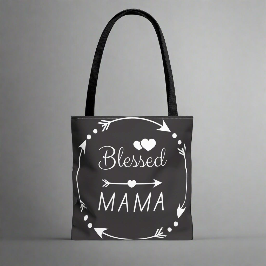Blessed Mama Tote Bag | Stylish Shopping Bag, Gift for Mom, Black Bag, Mother's Day Gift, Everyday Use, Durable Fabric
