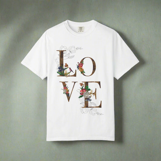 Romantic Floral Love T-Shirt | Perfect for Gifts, Casual Wear, and Summer Celebrations, Unisex Tee