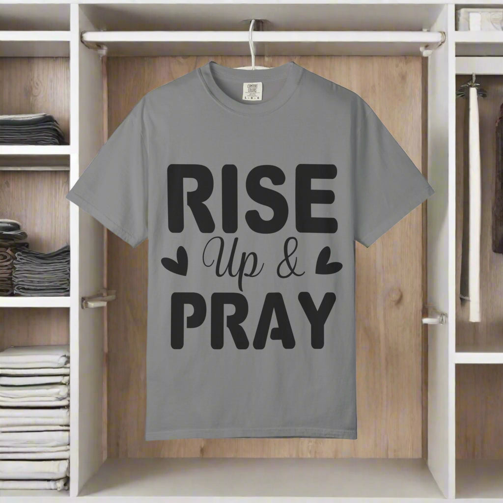 Inspirational T-Shirt - Rise Up & Pray, Faith Shirt, Christian Apparel, Motivational Tee, Gift for Believers, Everyday Wear