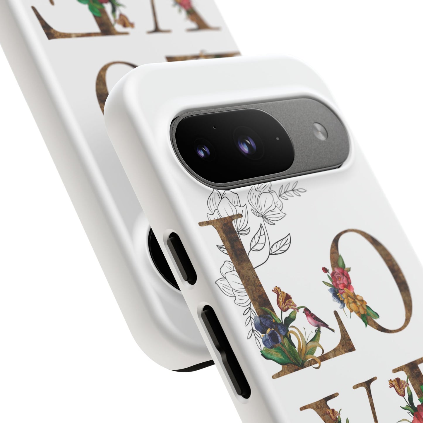 Floral Love Phone Case, Tough Cases, Cute Gift, Phone Cover, Tech Accessories, Birthday Present, Floral Design, Lover's Gift