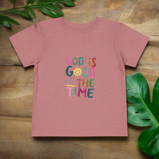 Toddler Short Sleeve Tee - "God is Good All the Time" - Faith-inspired Kids Shirt, Christian Gift, Baby Tee, Cute Toddler Clothing