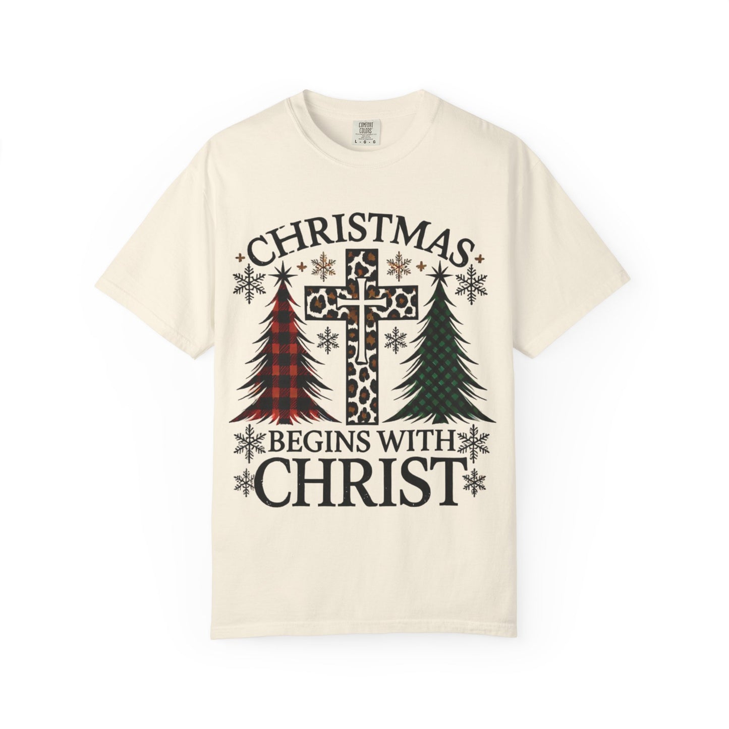 Christmas Begins with Christ T-Shirt, Unisex Holiday Tee, Christian Gift, Cozy Christmas Apparel, Religious T-Shirt