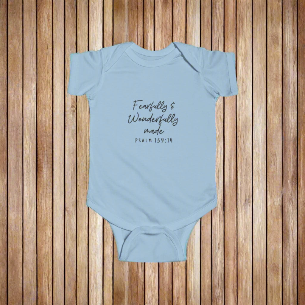 Infant Bodysuit: Fearfully & Wonderfully Made, Baby Gift, Newborn Outfit, Christian Baby Clothes, Baby Shower Gift, Psalm 139:14