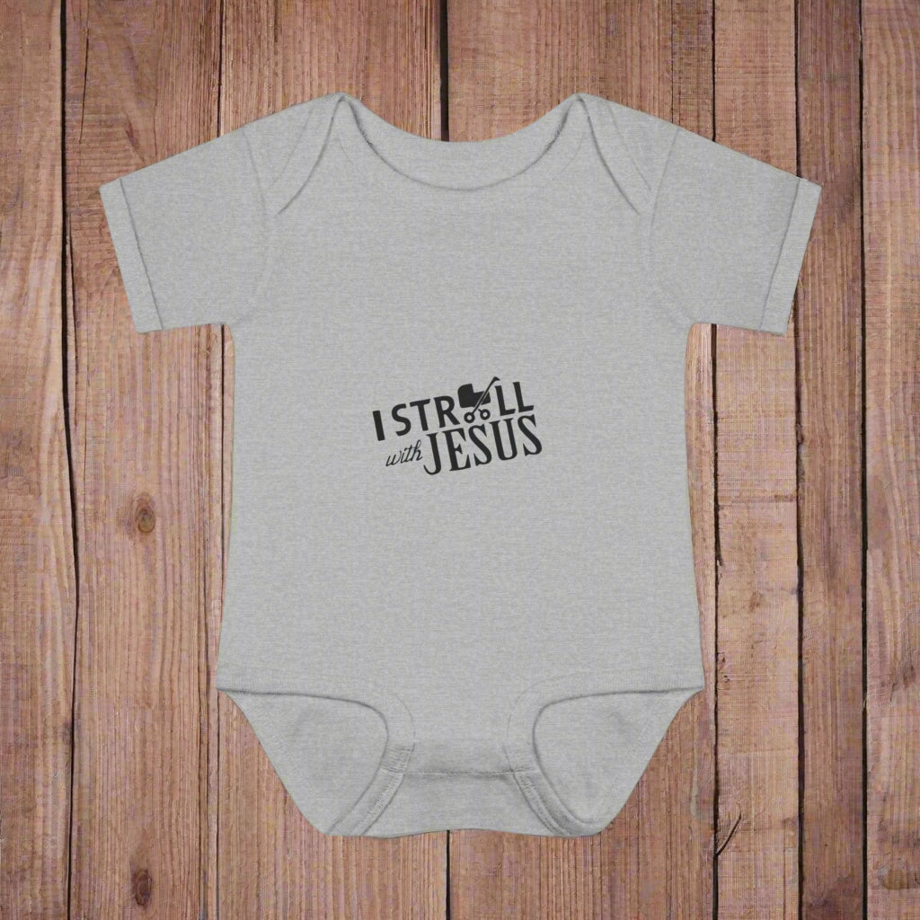 I Stroll with Jesus Infant Bodysuit, Cute Baby Outfit, Christian Baby Gift, Baby Shower Gift, Religious Apparel