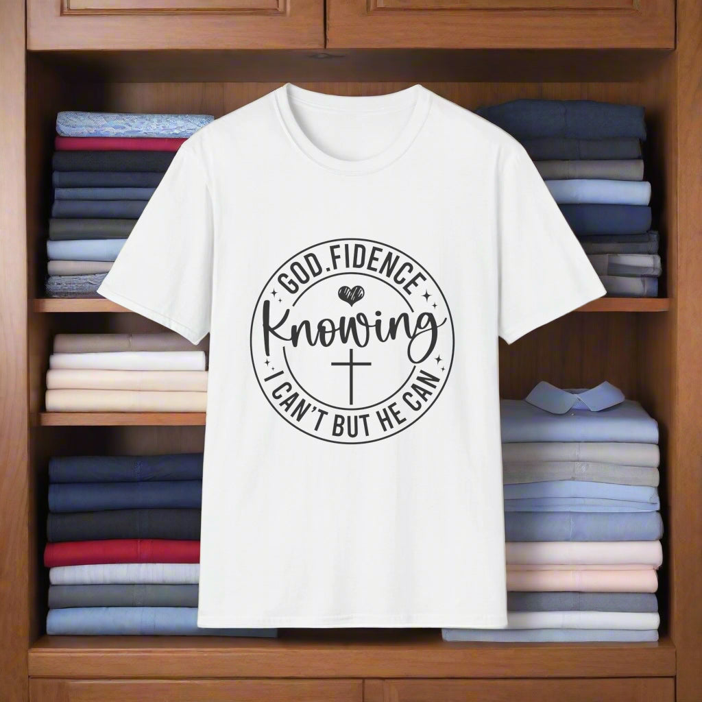 God-Fidence Knowing Unisex Softstyle T-Shirt - Faith-Based, Inspirational Apparel, Christian Tee, Gift for Believers, Uplifting Clothing