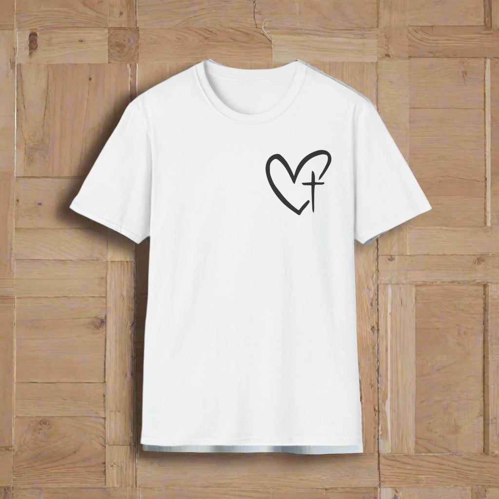 Faith-Inspired Unisex T-Shirt, Heart Cross Tee, Christian Apparel, Inspirational Gift, Casual Faith Wear