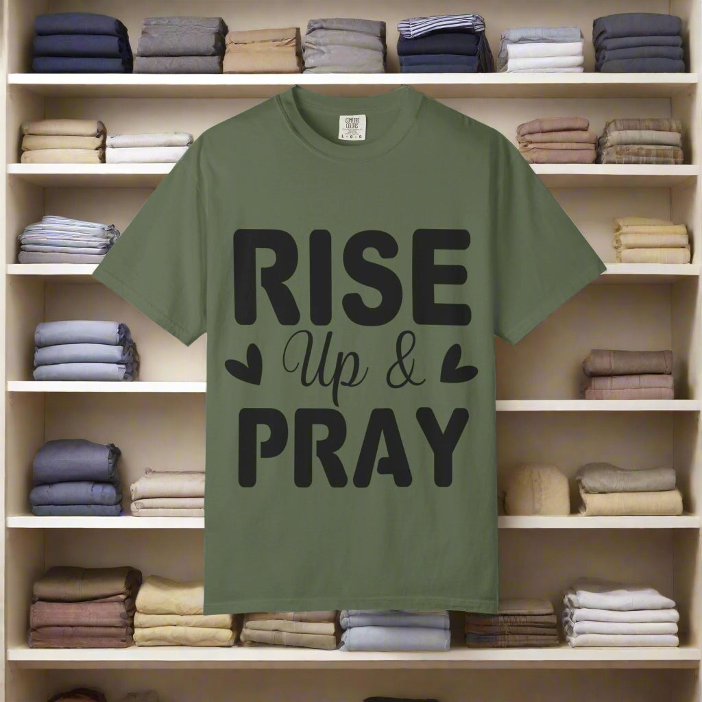 Inspirational T-Shirt - Rise Up & Pray, Faith Shirt, Christian Apparel, Motivational Tee, Gift for Believers, Everyday Wear