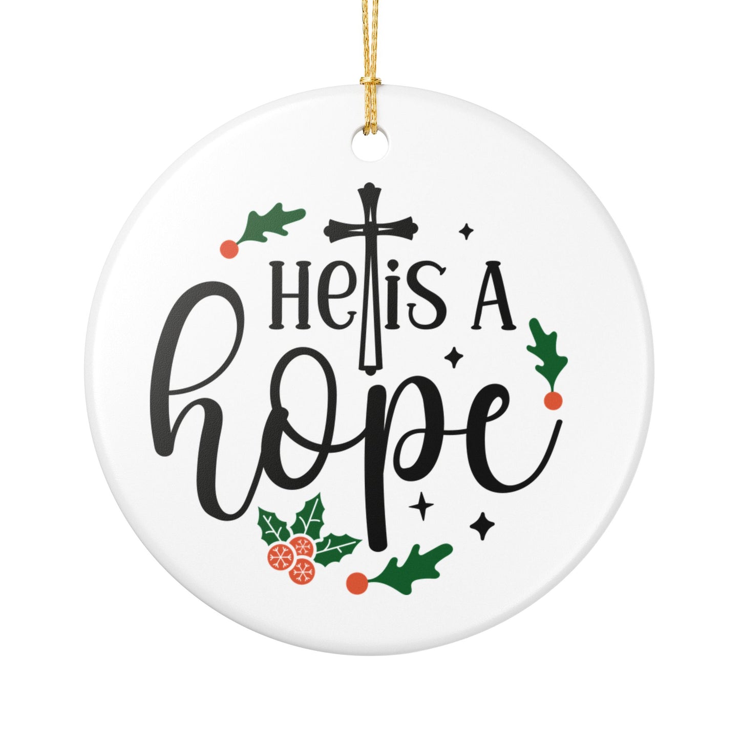 Hope-Themed Ceramic Ornament - Holiday Decoration, Christmas Tree Decor, Gift for Family, Religious Keepsake, Home Decor
