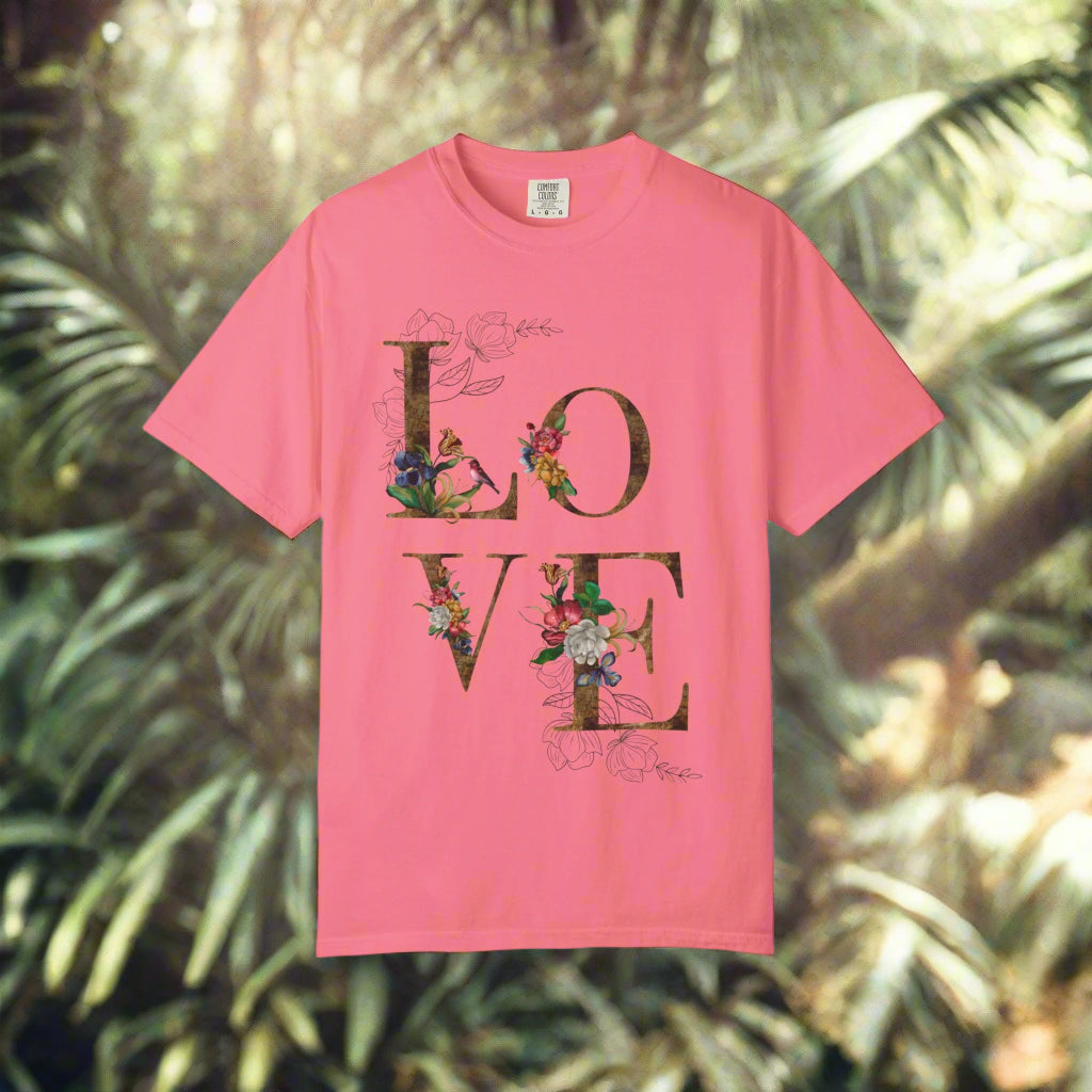 Romantic Floral Love T-Shirt | Perfect for Gifts, Casual Wear, and Summer Celebrations, Unisex Tee