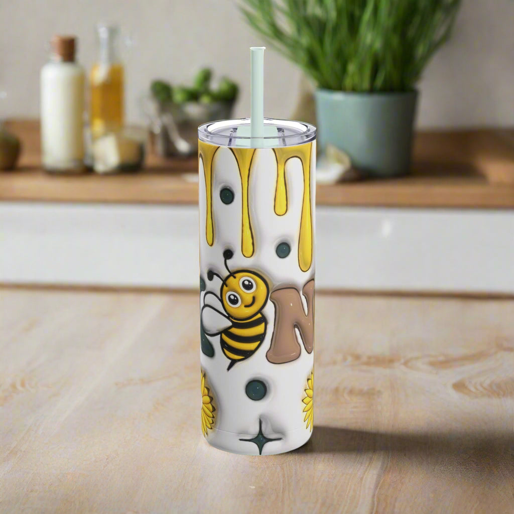 Sip in Style: Bee-Themed 20oz Tumbler, Cute Gift for Nature Lovers, Summer Sippin', Bee Party Favor, Fun Drinkware