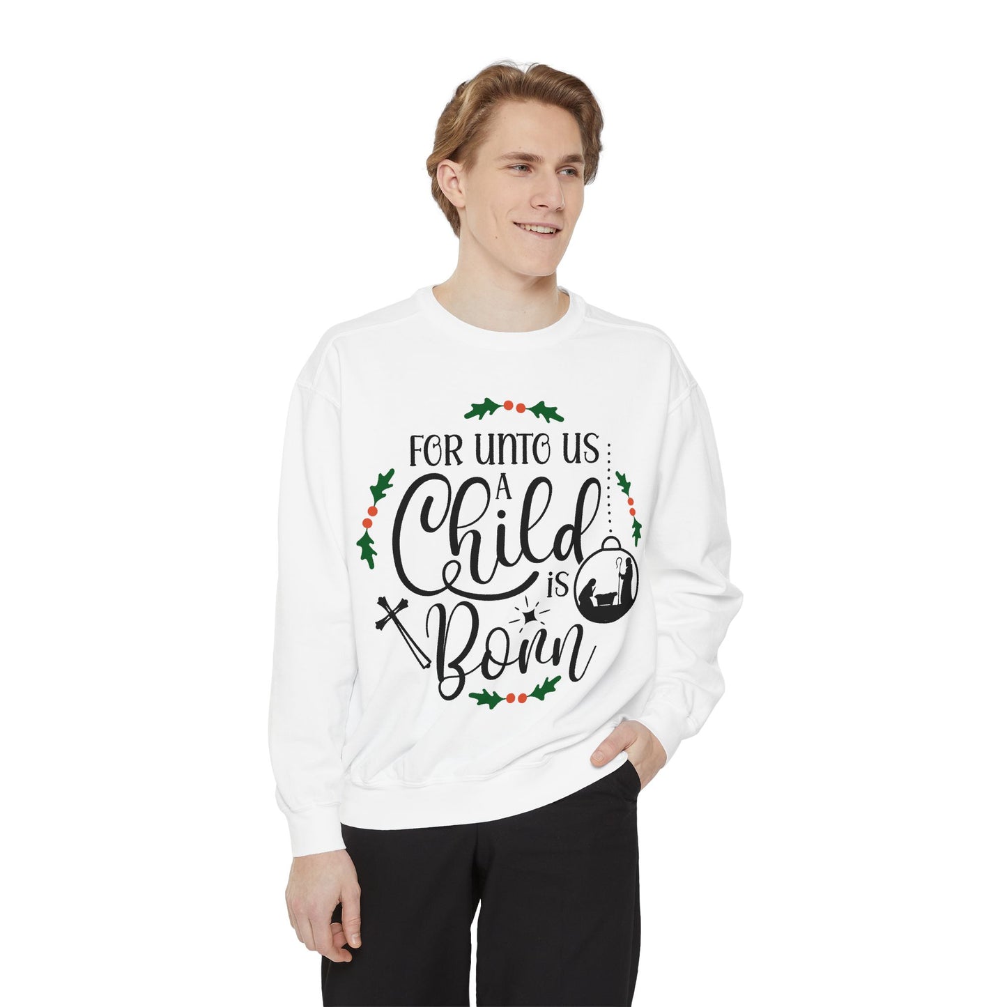 Christmas Child Sweatshirt, Cozy Holiday Apparel, Faith-Based Gift, Unisex Crewneck, Religious Christmas Sweatshirt