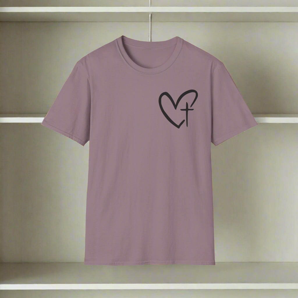 Faith-Inspired Unisex T-Shirt, Heart Cross Tee, Christian Apparel, Inspirational Gift, Casual Faith Wear