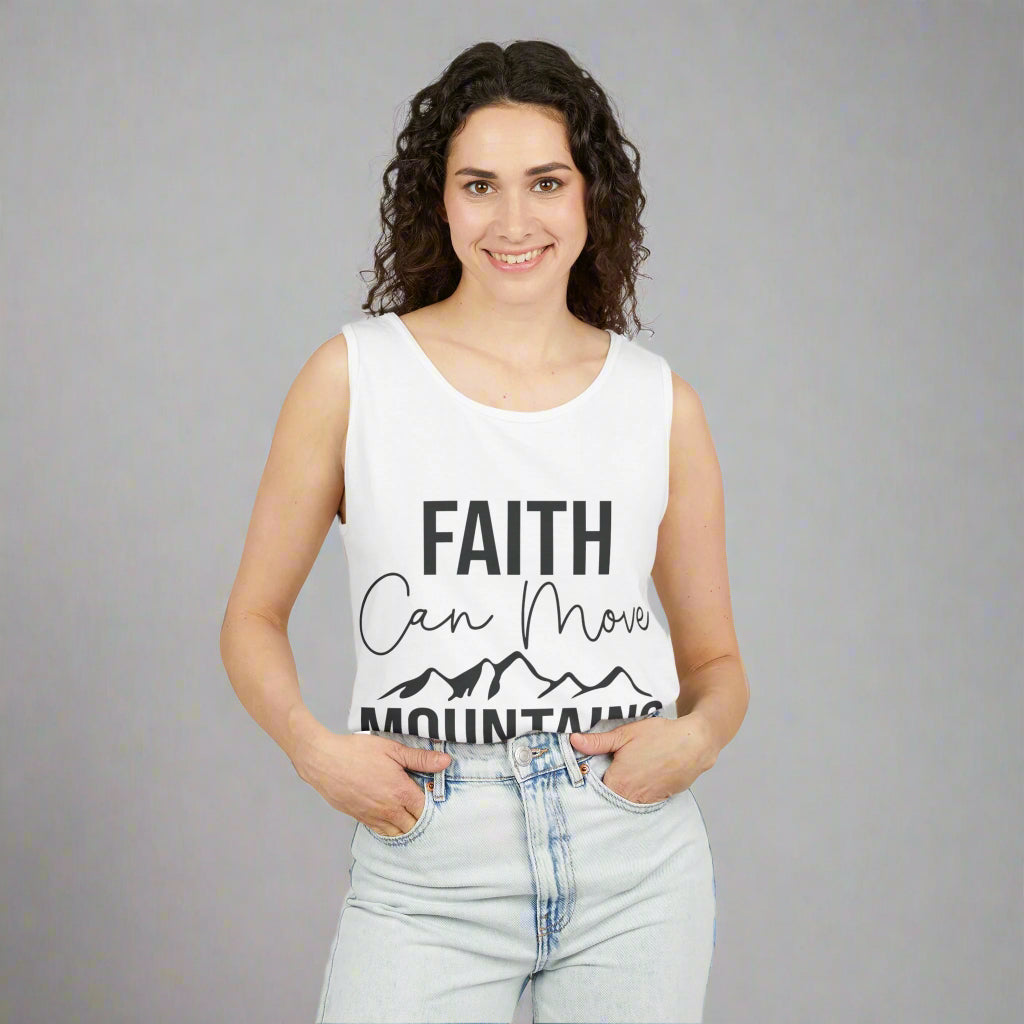 Faith Can Move Mountains Unisex Tank Top, Inspirational Athletic Top, Motivational Gift, Outdoor Adventure Wear, Summer Vibes