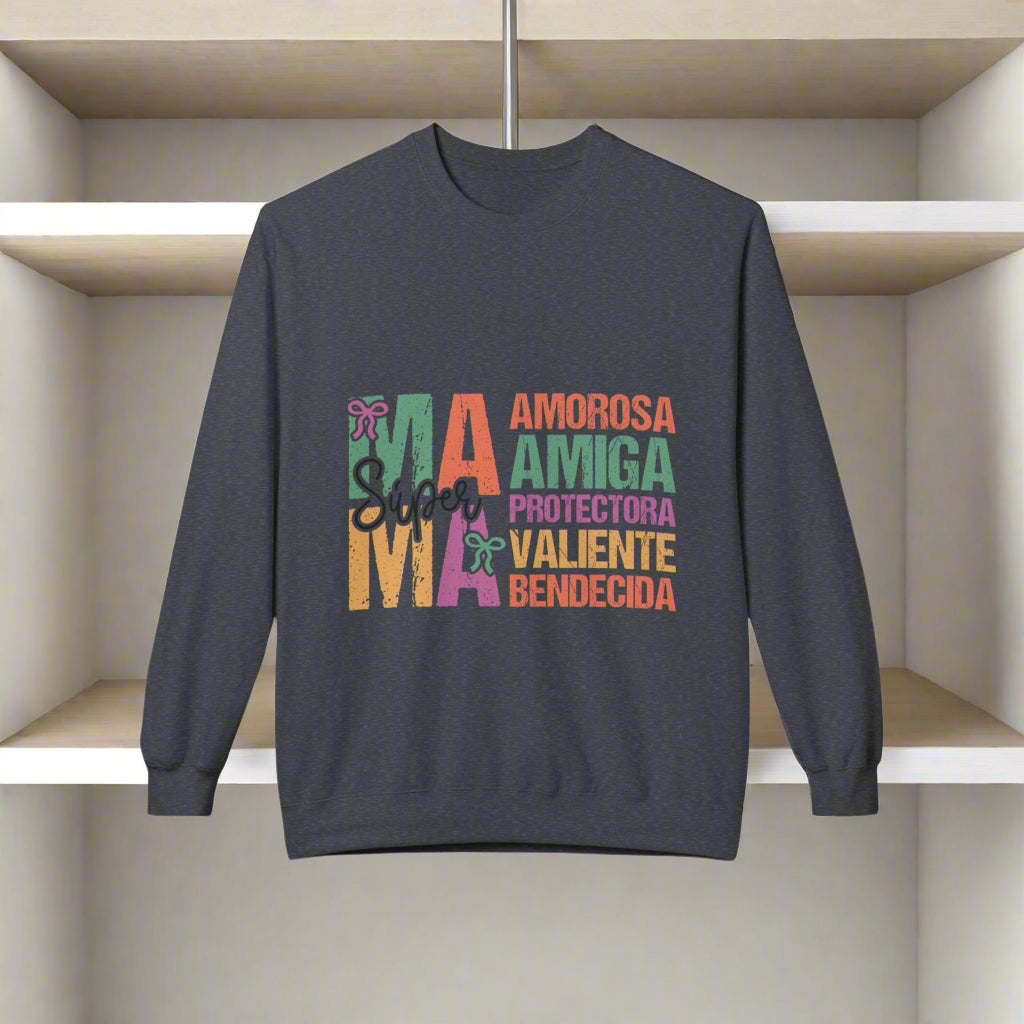 Sudadera de lana Super Mama | Regalo acogedor para mamás | Día de la Madre, cumpleaños, tiempo en familia, ropa de afirmación positiva