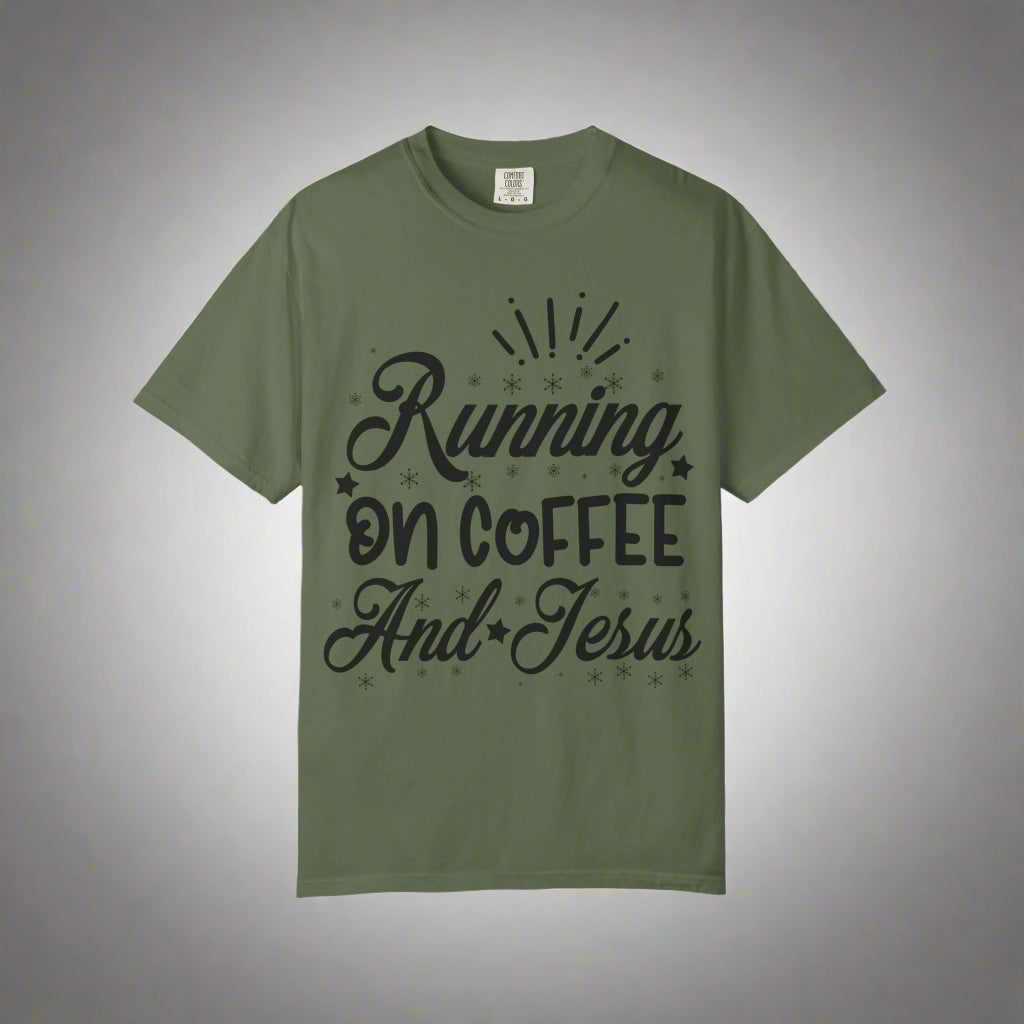 Coffee & Jesus T-Shirt, Unisex Garment-Dyed Tee, Faith-Based Apparel, Casual Wear, Gift for Coffee Lovers