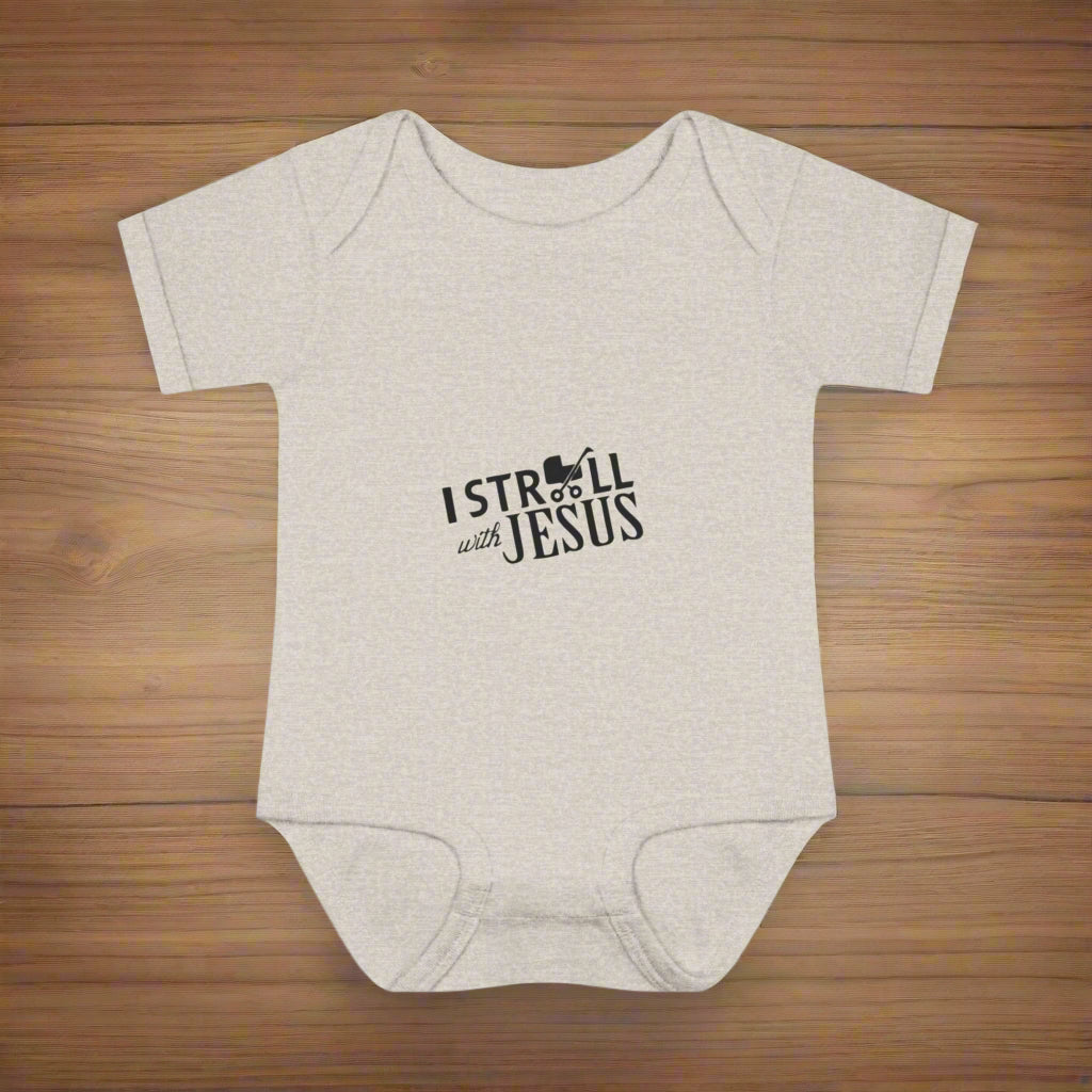 I Stroll with Jesus Infant Bodysuit, Cute Baby Outfit, Christian Baby Gift, Baby Shower Gift, Religious Apparel