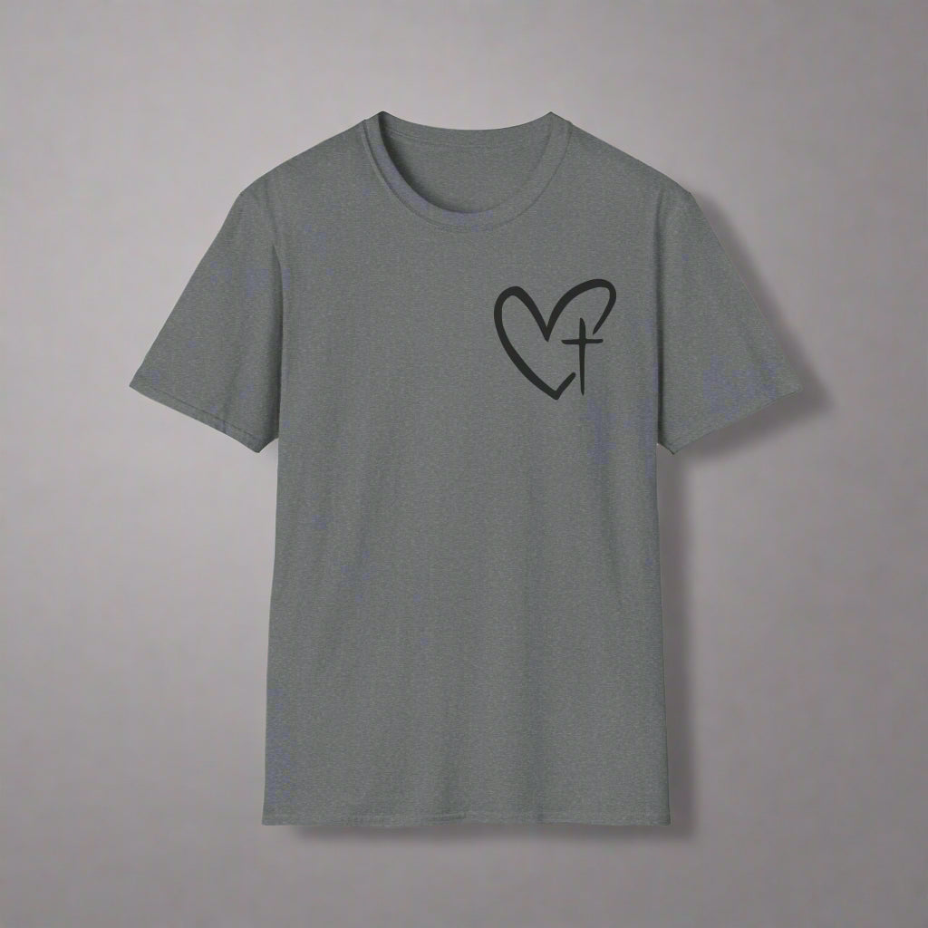 Faith-Inspired Unisex T-Shirt, Heart Cross Tee, Christian Apparel, Inspirational Gift, Casual Faith Wear