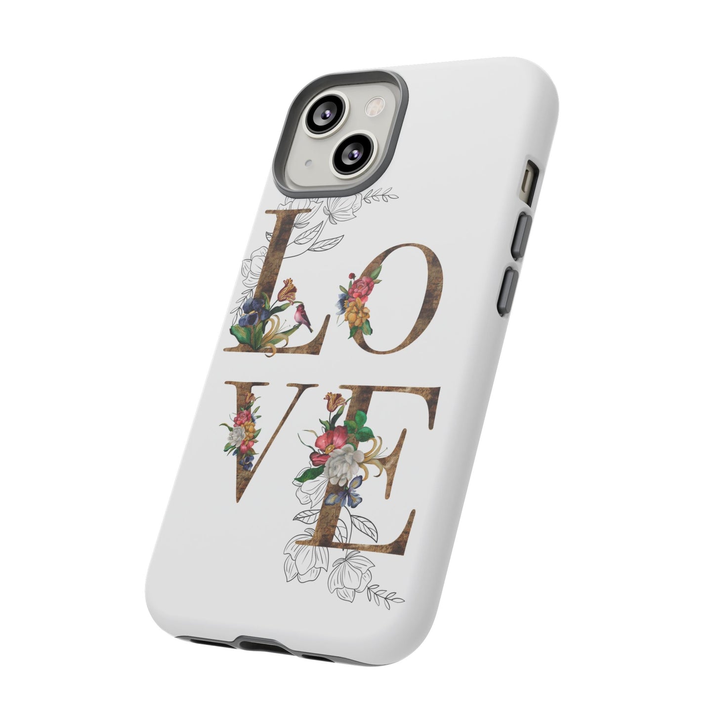 Floral Love Phone Case, Tough Cases, Cute Gift, Phone Cover, Tech Accessories, Birthday Present, Floral Design, Lover's Gift