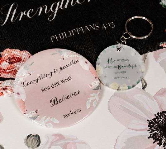 Christian Make up Bag,Keychain and Mini Mirror
