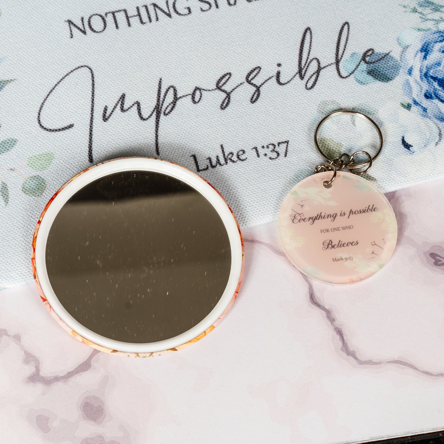 Christian Make Up Bags, Keychain and Mini Mirror