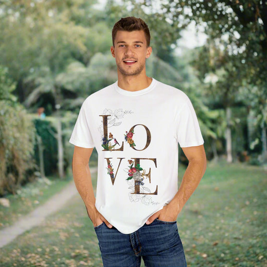 Romantic Floral Love T-Shirt | Perfect for Gifts, Casual Wear, and Summer Celebrations, Unisex Tee