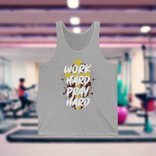 Faith-Inspired Unisex Tank Top, Work Hard Pray Hard, Motivational Fitness Shirt, Ideal for Workout, Gifts for Believers, Christian Apparel