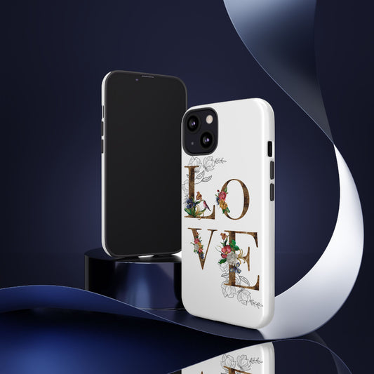 Floral Love Phone Case, Tough Cases, Cute Gift, Phone Cover, Tech Accessories, Birthday Present, Floral Design, Lover's Gift