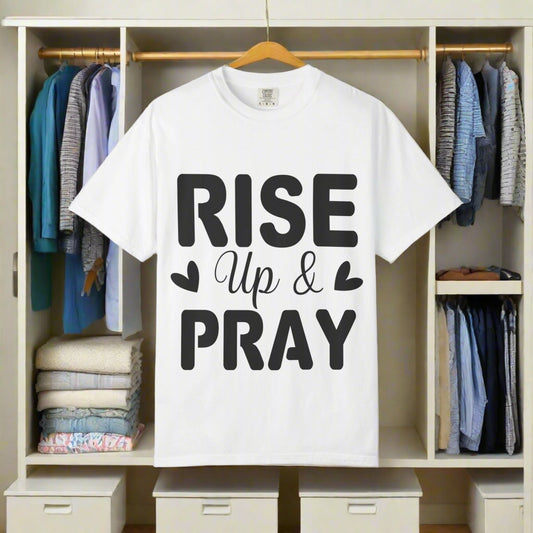 Inspirational T-Shirt - Rise Up & Pray, Faith Shirt, Christian Apparel, Motivational Tee, Gift for Believers, Everyday Wear