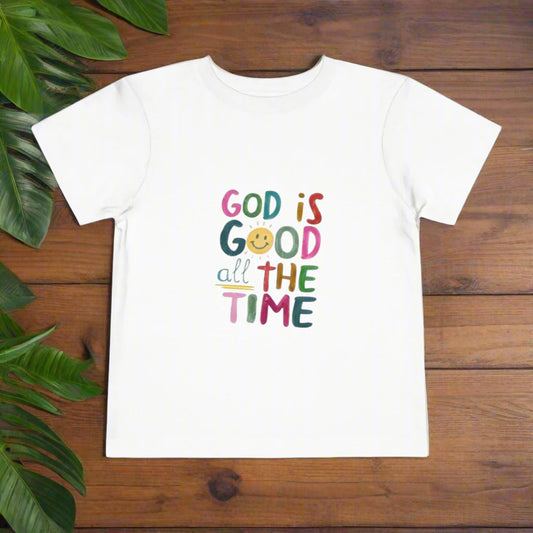 Toddler Short Sleeve Tee - "God is Good All the Time" - Faith-inspired Kids Shirt, Christian Gift, Baby Tee, Cute Toddler Clothing