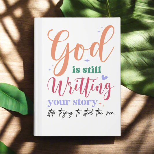 Inspirational Hardcover Journal, God is still Writing your story, Stop Trying to Steal the Pen, Writing Gift, Faith Journal, [...]