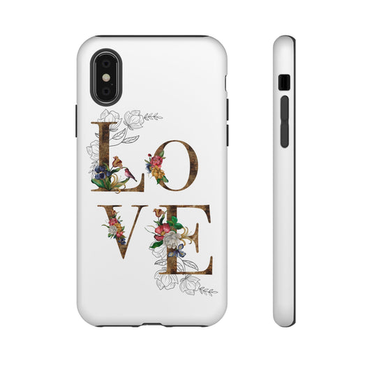 Floral Love Phone Case, Tough Cases, Cute Gift, Phone Cover, Tech Accessories, Birthday Present, Floral Design, Lover's Gift