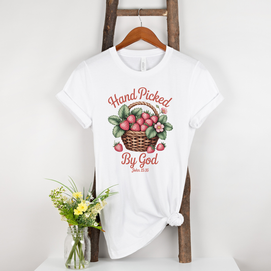 Hand Picked By God Shirt, Christian Shirt, Faith Based Apparel, Unisex Jersey Tee, Religious Gift for Her, Women's Tee