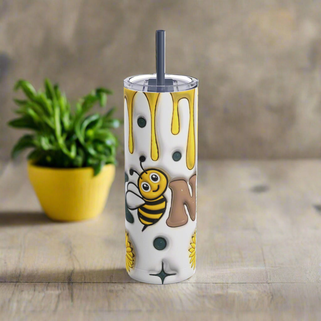 Sip in Style: Bee-Themed 20oz Tumbler, Cute Gift for Nature Lovers, Summer Sippin', Bee Party Favor, Fun Drinkware
