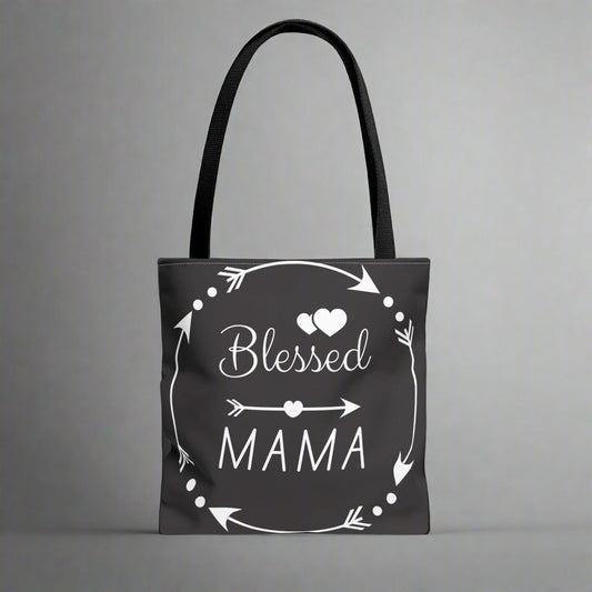 Blessed Mama Tote Bag | Stylish Shopping Bag, Gift for Mom, Black Bag, Mother's Day Gift, Everyday Use, Durable Fabric