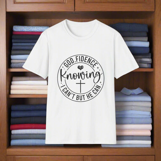 God-Fidence Knowing Unisex Softstyle T-Shirt - Faith-Based, Inspirational Apparel, Christian Tee, Gift for Believers, Uplifting Clothing