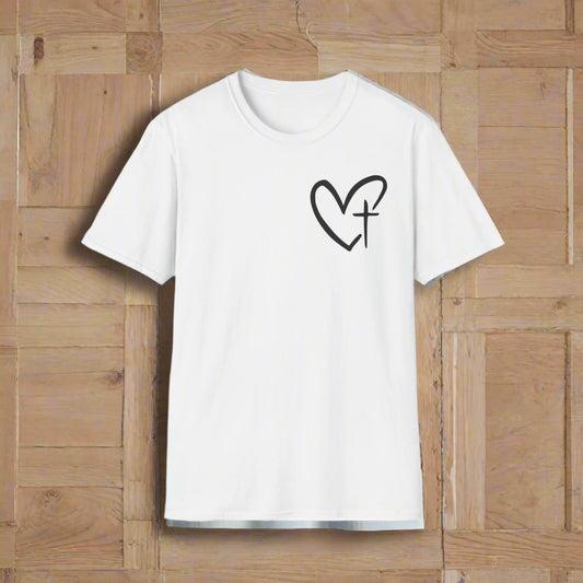Faith-Inspired Unisex T-Shirt, Heart Cross Tee, Christian Apparel, Inspirational Gift, Casual Faith Wear