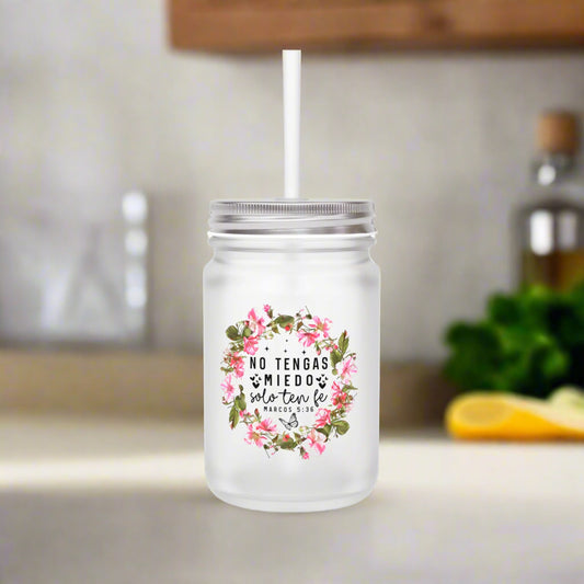 Tarro de albañil con temática floral con pajita, vaso rústico, regalo para amantes de la jardinería, refresco de verano, decoración del hogar
